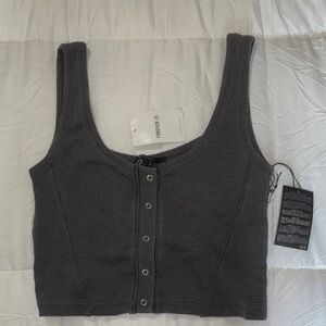 Forever 21 Dark Gray Knit Tank Top-Size Small